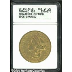 1876-CC $20 --Scratched, Cleaned, Edge Damaged--ANACS. XF Details, Net VF20.