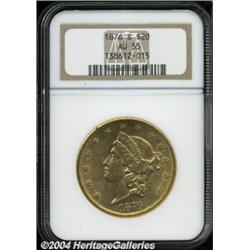 1876-S $20 AU55 NGC.