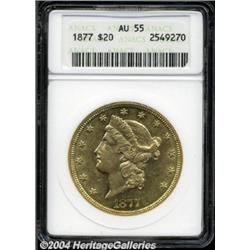 1877 $20 AU55 ANACS.