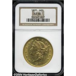 1877 $20 AU58 NGC.