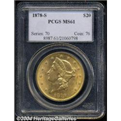 1878-S $20 MS61 PCGS.