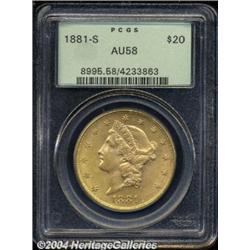 1881-S $20 AU58 PCGS.