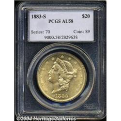 1883-S $20 AU58 PCGS.