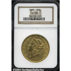 1889 $20 AU58 NGC.