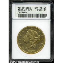 1890-CC $20 --Cleaned--ANACS. AU Details, Net XF40.