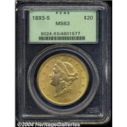 1893-S $20 MS63 PCGS.