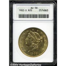 1902-S $20 AU58 ANACS.