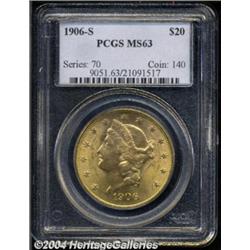 1906-S $20 MS63 PCGS.