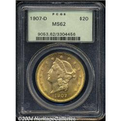 1907-D $20 MS62 PCGS.