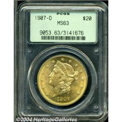 1907-D $20 MS63 PCGS.