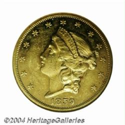 1859 $20 PR58 NGC.