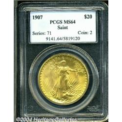 1907 $20 Arabic Numerals MS64 PCGS.