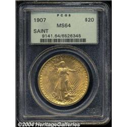 1907 $20 Arabic Numerals MS64 PCGS.