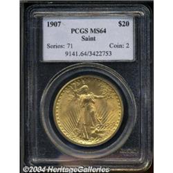 1907 $20 Arabic Numerals MS64 PCGS.