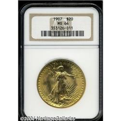 1907 $20 Arabic Numerals MS64 NGC.