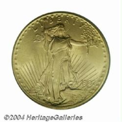 1907 $20 Arabic Numerals MS65 PCGS.