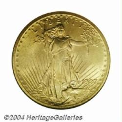 1907 $20 Arabic Numerals MS65 NGC.