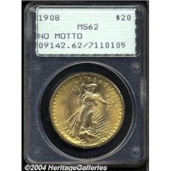 1908 $20 No Motto MS62 PCGS.