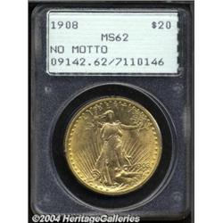 1908 $20 No Motto MS62 PCGS.