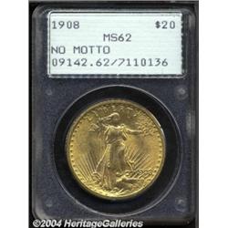 1908 $20 No Motto MS62 PCGS.