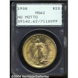 1908 $20 No Motto MS62 PCGS.