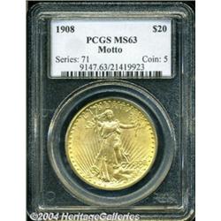1908 $20 Motto MS63 PCGS.