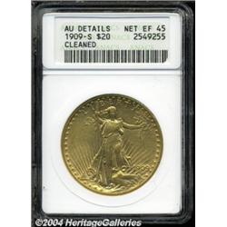 1909-S $20 --Cleaned--ANACS. AU Details, Net XF45.