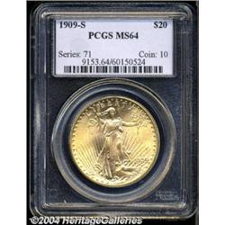 1909-S $20 MS64 PCGS.