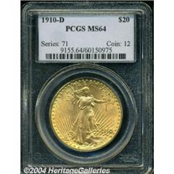 1910-D $20 MS64 PCGS.