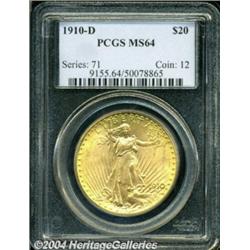 1910-D $20 MS64 PCGS.