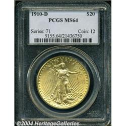 1910-D $20 MS64 PCGS.