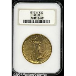 1910-S $20 MS62 NGC.
