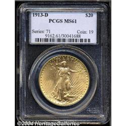 1913-D $20 MS61 PCGS.