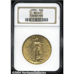 1920 $20 MS63 NGC.