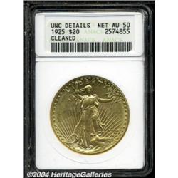 1925 $20 --Cleaned--ANACS. Unc Details, Net AU50.