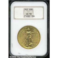 1927 $20 AU58 NGC.