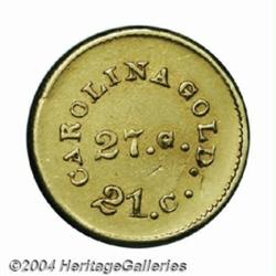 (1842-52) G$1 A.Bechtler Dollar, 27G. 21C. MS60 Uncertified, Scratched, Cleaned.