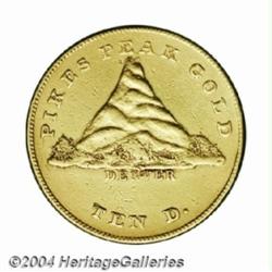 1860 $10 Clark, Gruber &amp; Co. Ten Dollar AU50 Cleaned Uncertified.