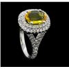Image 4 : 14KT White Gold 2.50ct Yellow Sapphire and Diamond Ring