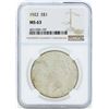 Image 1 : 1922 $1 Peace Silver Dollar Coin NGC MS63