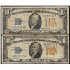 Lot of (2) 1934A $10 North Africa Silver Certificate Notes