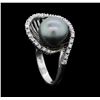 Image 4 : 14KT White Gold Tahitian Pearl and Diamond Ring