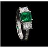 Image 4 : 14KT White Gold 1.30ct Emerald and Diamond Ring