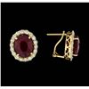 Image 2 : 14KT Yellow Gold 12.07ctw Ruby and Diamond Earrings