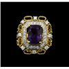Image 1 : 14KT Two Tone Gold 4.87ct Purple Sapphire and Diamond Ring