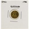 Image 1 : 1786 Charles III Spanish 1/2 Escudos Gold Coin