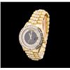 Image 2 : Mens 18KT Yellow Gold Rolex Crown Collection Style Watch with Diamonds