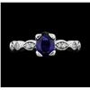 14KT White Gold 0.75ct Blue Sapphire and Diamond Ring