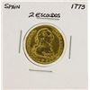 Image 1 : 1773 Carlos III Spanish 2 Escudos Gold Coin