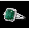 Image 2 : Platinum 3.19ct Emerald and Diamond Ring